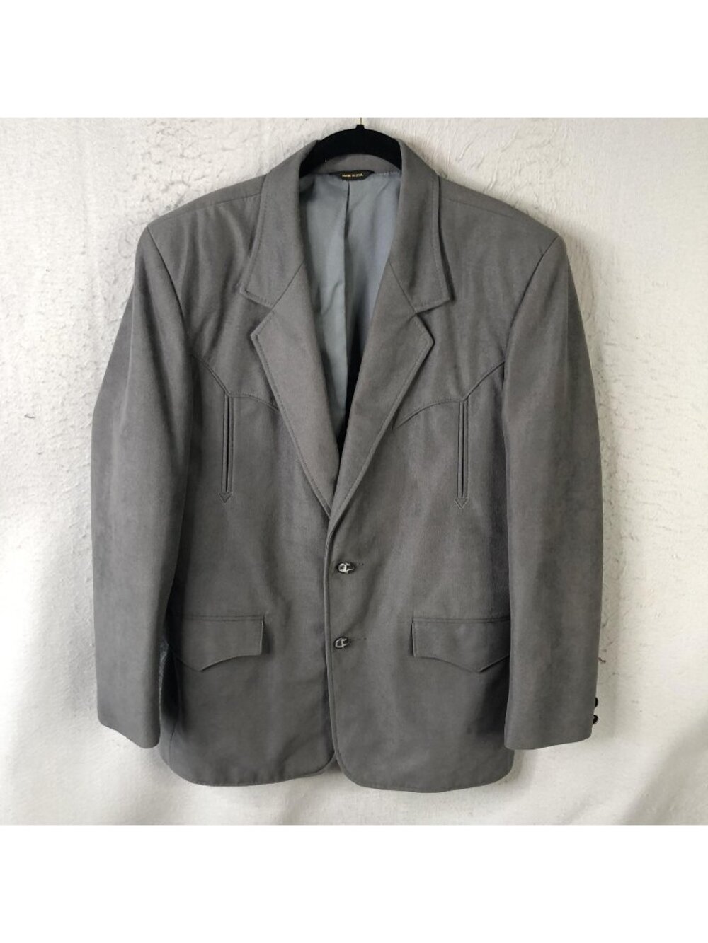 Vintage Pioneer Wear Blazer Mens 42 Gray Western Yoke Sport Coat Cowboy Rodeo